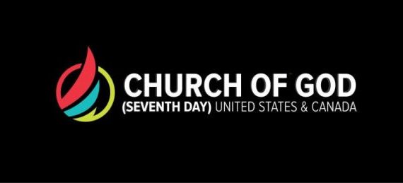 Logo of Church of God (Seventh Day), United States & Canada, with colorful symbol on black background.