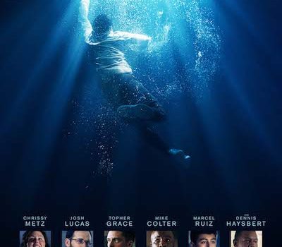 Breakthrough movie poster: person underwater with light above, featuring cast lineup at bottom, 2019 release.