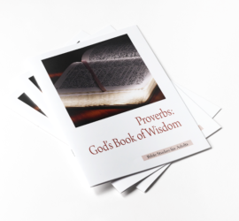 Bible study book titled Proverbs: God's Book of Wisdom with an open Bible image on the cover.